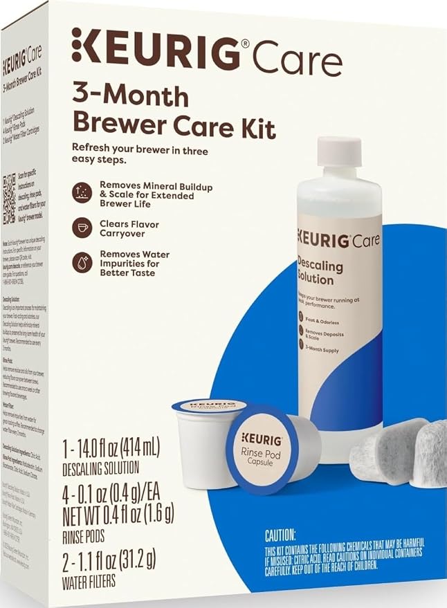 Keurig 3-Month Brewer Maintenance Kit Includes Descaling Solution, Water Filter Cartridges