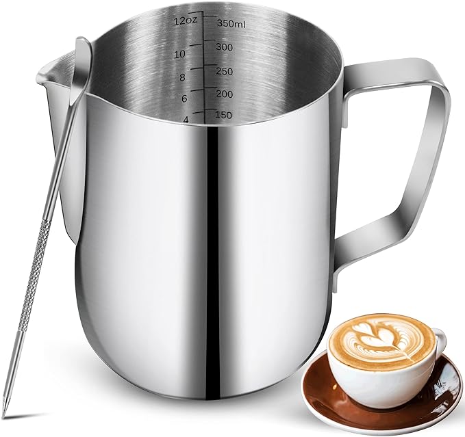 Milk Frothing Pitchers-12oz/350ML Stainless Steel Steaming Pitcher