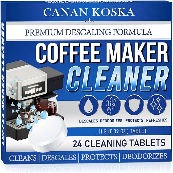Coffee Machine Descaler Tablets 24 Count | Universal Coffee Maker Cleaner – Removes Limesc