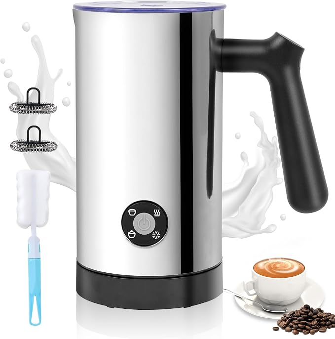 Casimhu Electric Milk Frother 4-in-1 Foam Maker, Hot Cold Foam, 10.6 oz